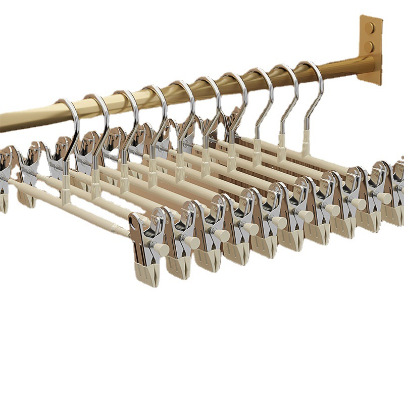 Double-layer trouser rack, special anti-slip and seamless tool for hanging trousers on home hangers, storage jk stainless steel skirt drying rack Item Picture
