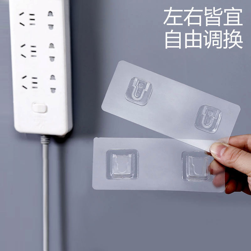 Acrylic mother-and-child buckle, strong seamless adhesive, no need for drilling, multi-functional household power strip fixing hook Application Scenario
