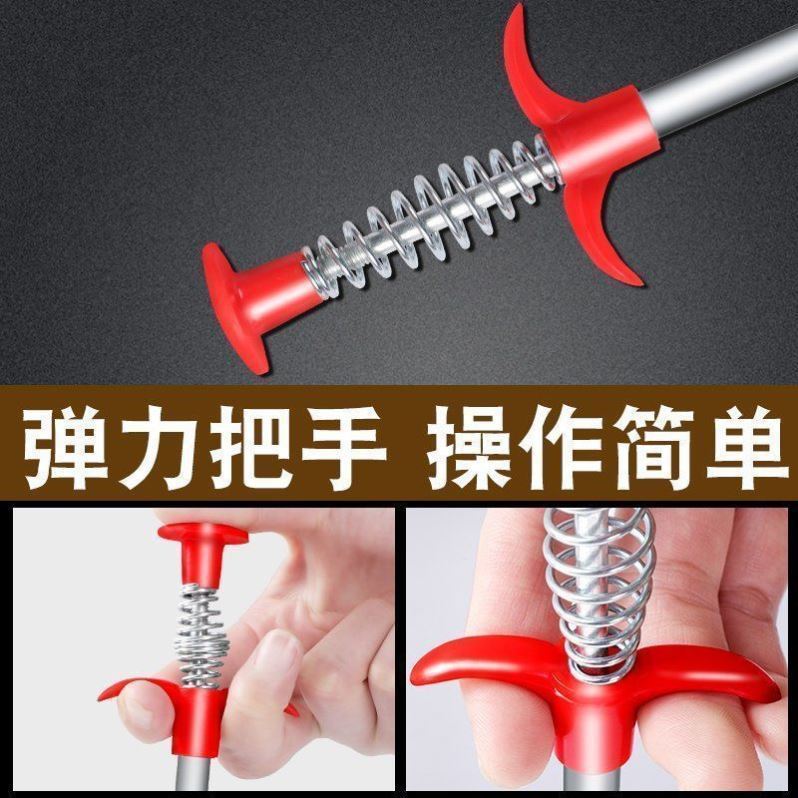 专业管道疏通器带爪通下水道毛发清理神器马桶堵塞过弯软簧一抓通 Specification image