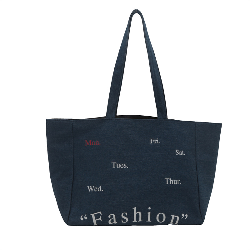 2024 Trendy retro printed denim, niche design, simple single-shoulder bag for women's commuting, fresh and clean, large underarm bag undefined