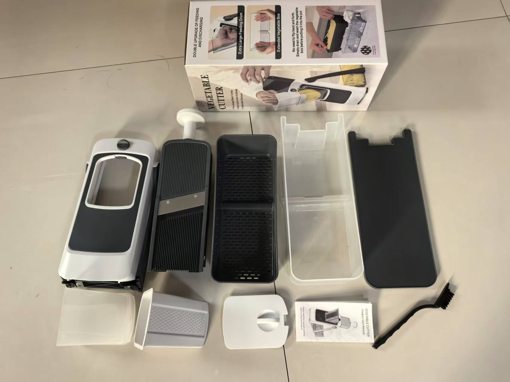 白色蔬菜切片器手动料理机厨房用具打蒜器宝宝搅拌机日用百货 details Picture