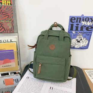 Japanese-style ins girl backpack, Korean-style junior high school student schoolbag, large-capacity solid-color nylon hand-held backpack for trendy girls undefined