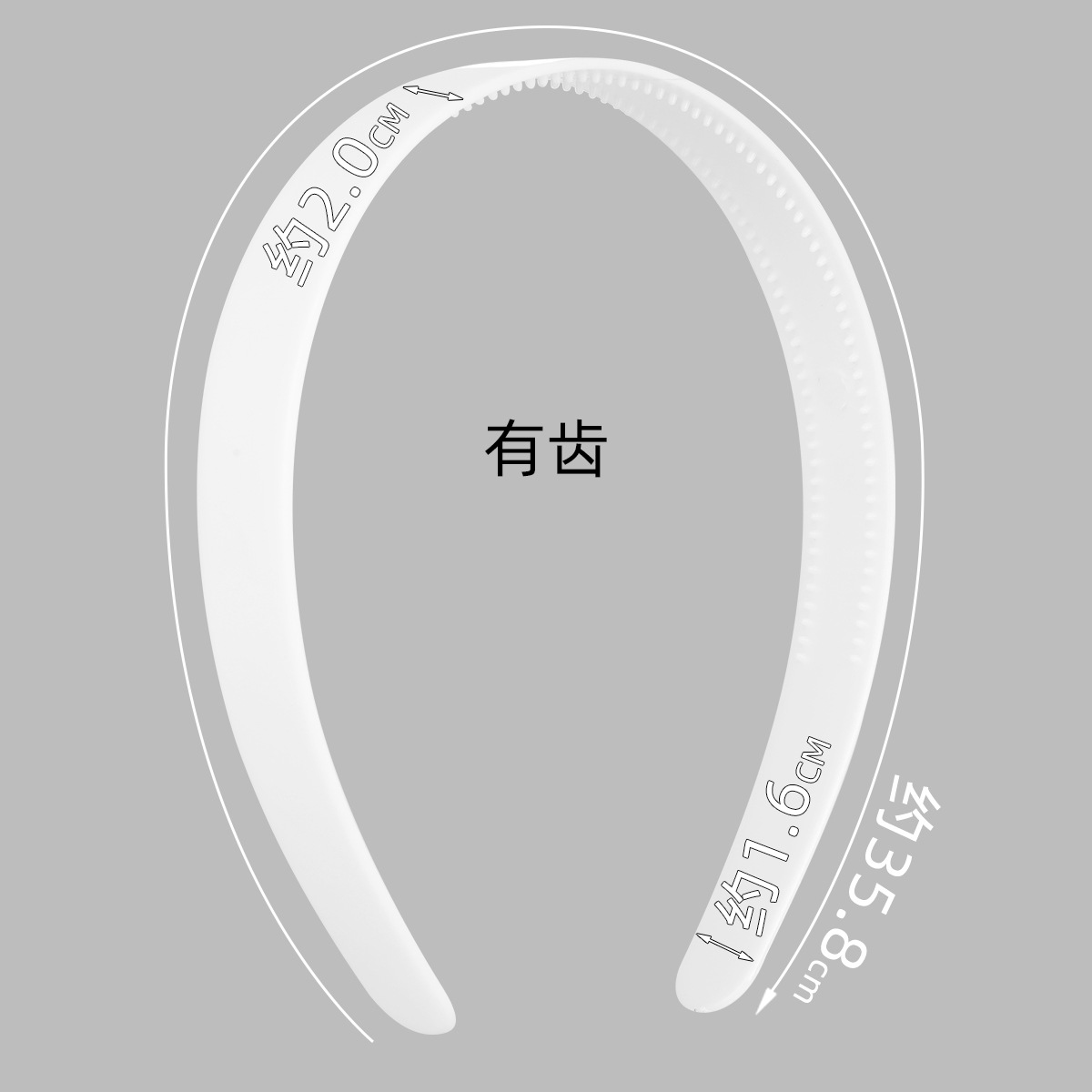 3.0 Flat double-toothed black hair band, 39CM extended ABS unbroken fabric base hair accessory details Picture