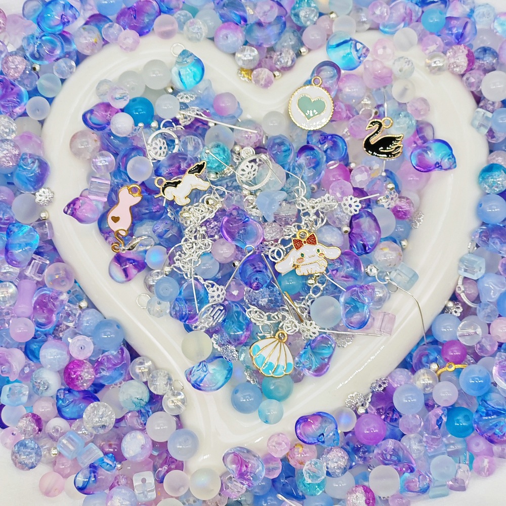 Weigh the scattered beads by jin (4-10MM), mixed color glazed beads, peach blossoms, starry sea, purple Qi Coming from the East, mixed beads details Picture