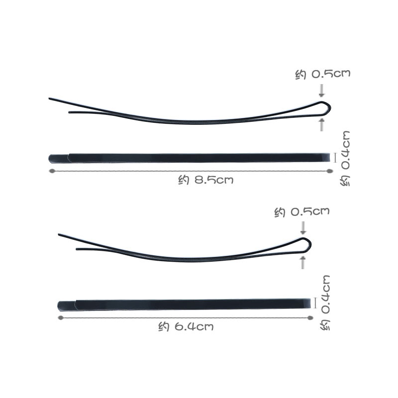 Extended pure black straight hair clips, steel hair clips, Korean hair clips, black large and small bow clips, side clips, bangs clips, hair clip clips Application Scenario