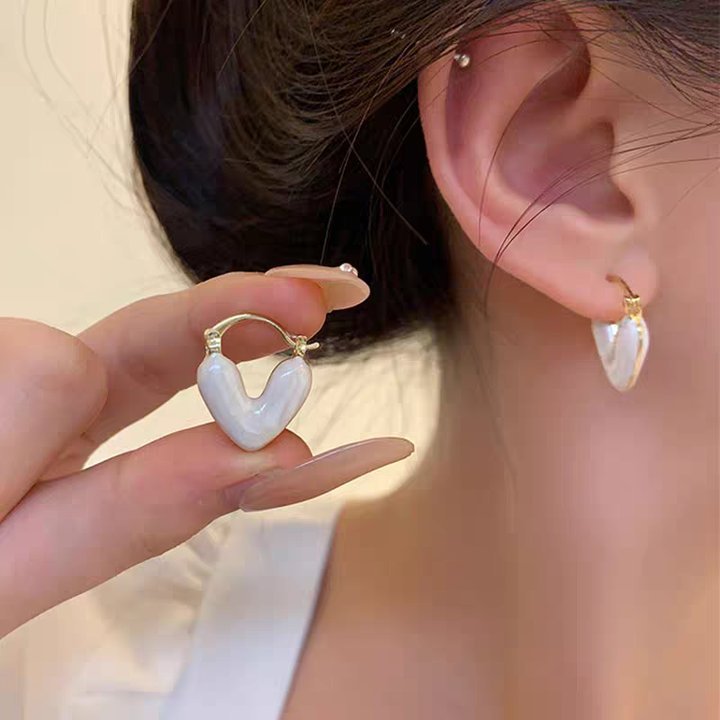 是春夏的颜色~爱心碎石流苏耳钉女小众设计感耳环ins气质甜美耳饰详情图12