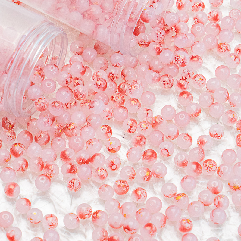 Wholesale of 8mm - 10mm jade material, ink-wash gold-sprinkled glazed glass beads, loose beads, hand-strung beads, DIY jewelry accessories materials undefined