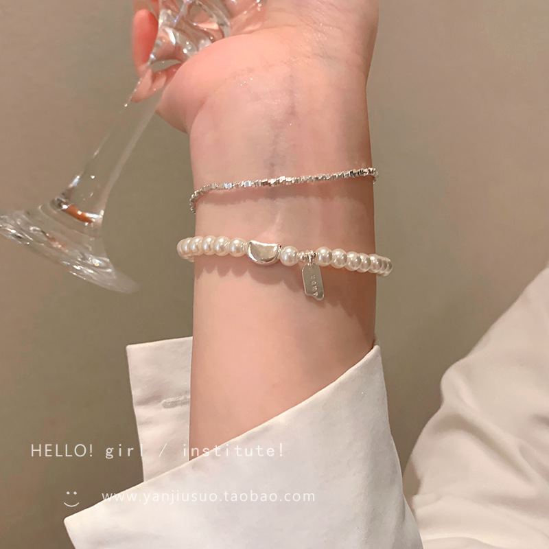 Silver pearl bracelet for Women, 2025 new style, light luxury, high-end, niche and exquisite layered bracelet accessory Specification image