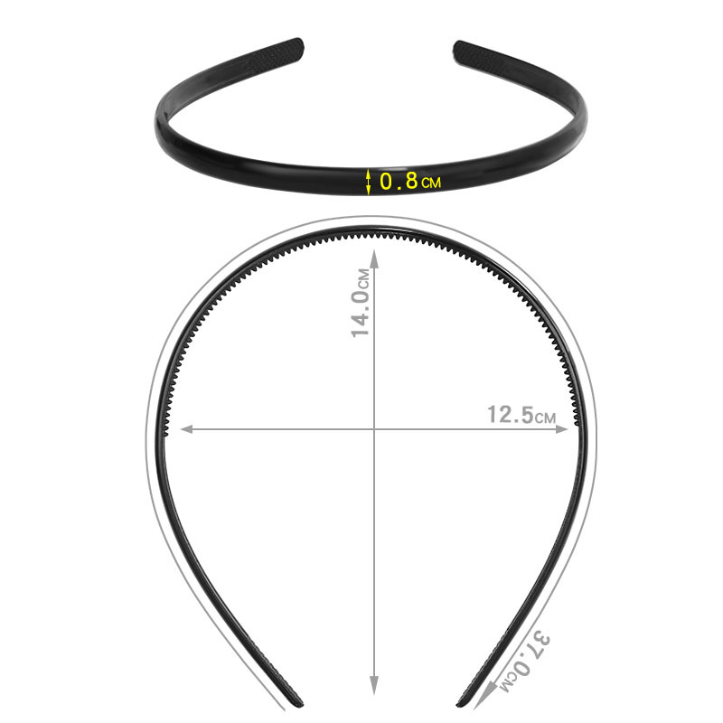 0.8CM wide round black spray-painted hair band, face wash band with teeth, twist rod, balloon head buckle, DIY plastic hair clip wholesale Application Scenario