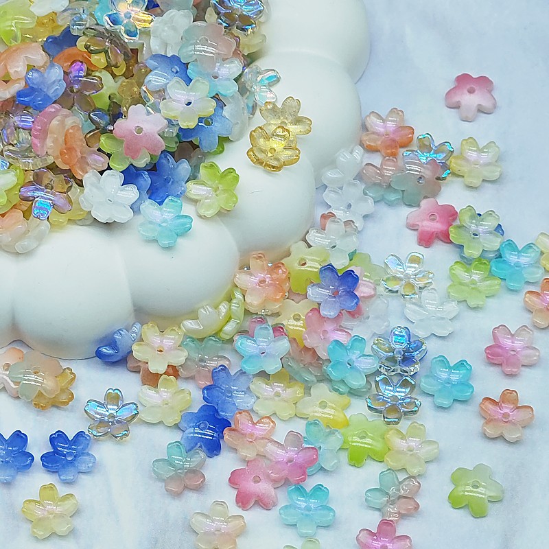 琉璃五瓣桃花小花瓣立体中孔花朵diy手工制作古风发簪材料配件