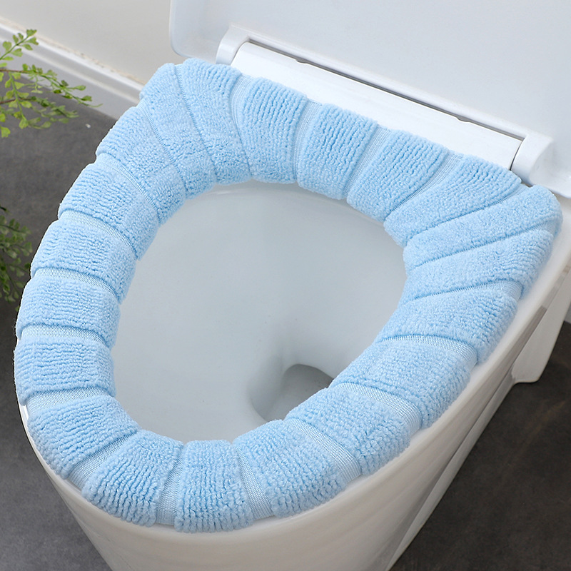 Nordic-style color-blocking handle toilet seat cover, plush knitted toilet seat cover, winter warm toilet seat, household toilet seat cover undefined