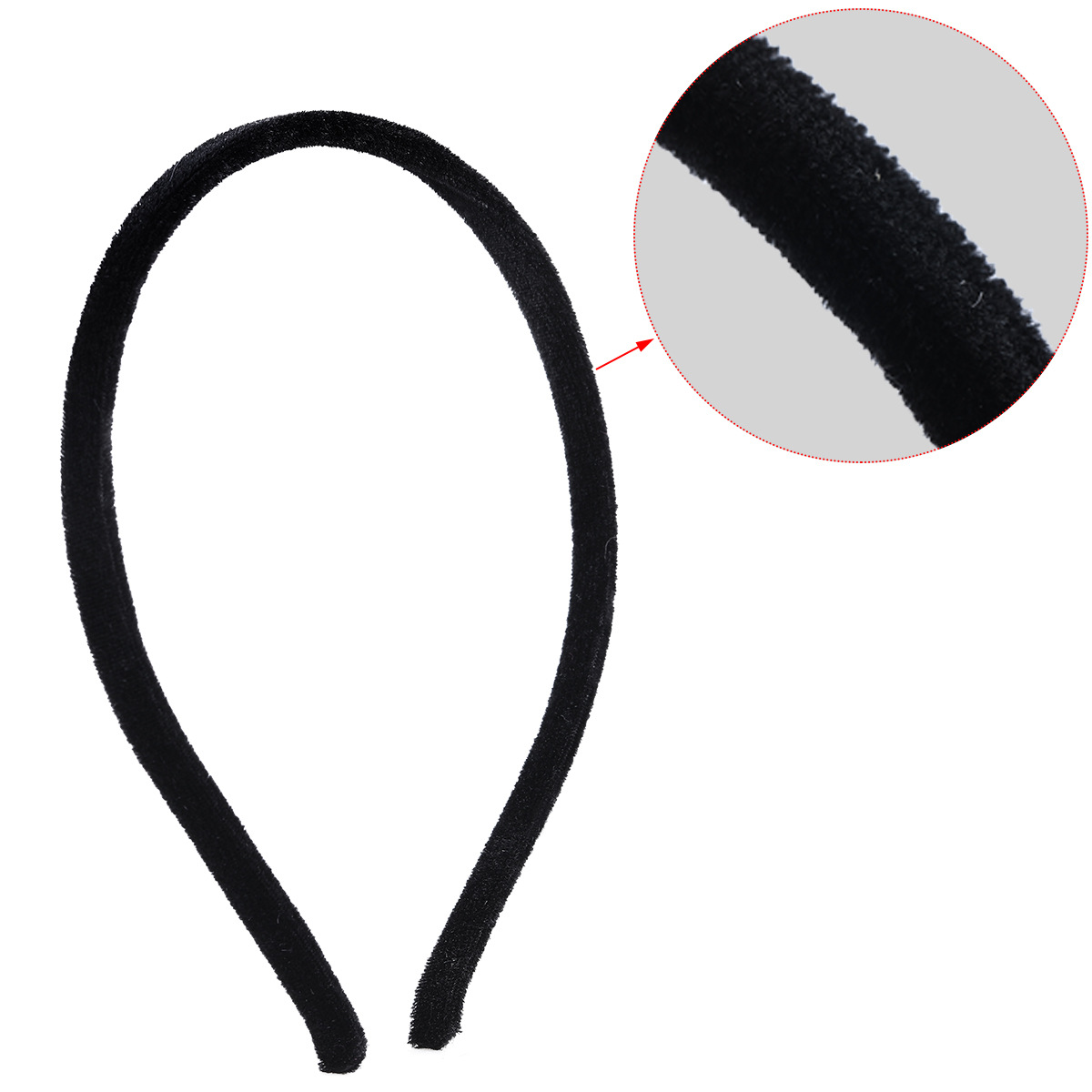 7mm black fleece hairband, simple and super soft fabric hairband, black facial cleansing headband manufacturer diy accessory details Picture