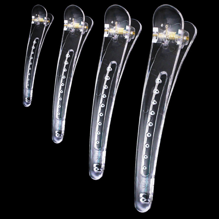 Wholesale of transparent duckbill clips in large, medium and small sizes from the manufacturer: 4.9cm, 7.8cm, 12cm bright-colored pointed-beak hair clips Item Picture
