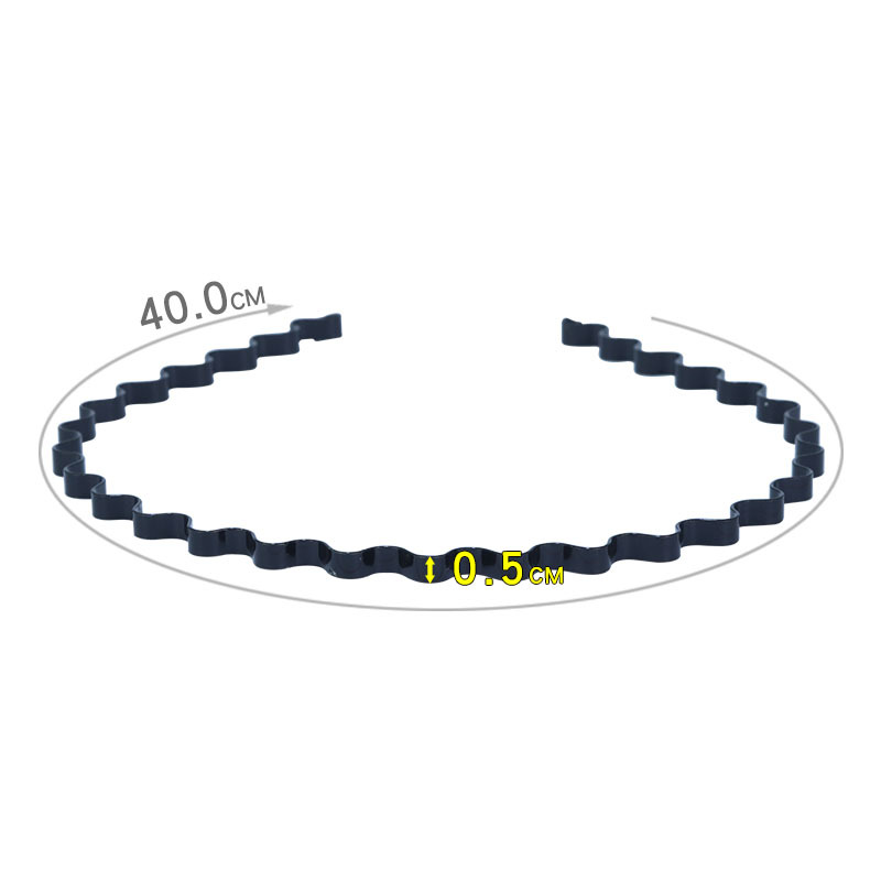 Black wavy iron headbands for men and women from Japan and South Korea, 5mm wide steel wire spring headbands, 2-yuan store supply at night market details Picture