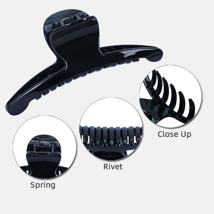 11.5 cm PC large plastic grab clip, DIY hair accessory material, black one-line moon-shaped hair clip Specification image