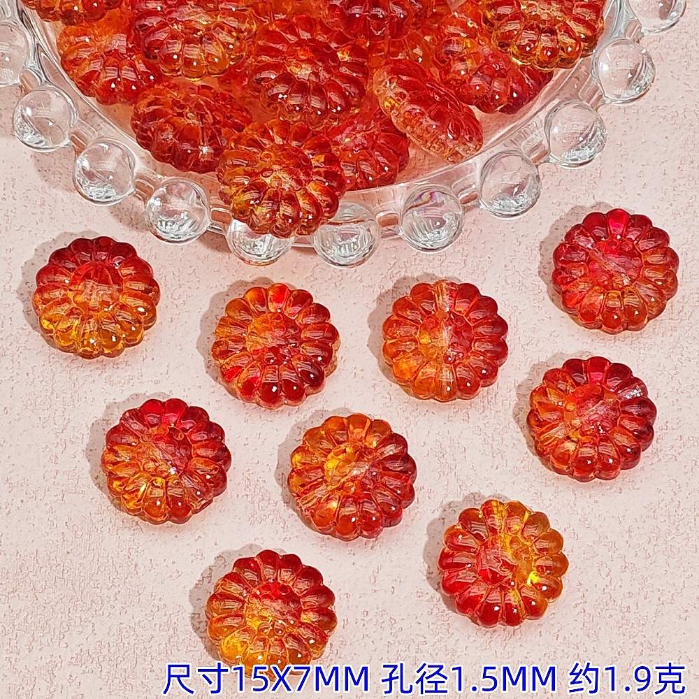 diy handcrafted glass sunflower straight-hole sunflower accessories, hairpins, bracelets, necklaces, beaded material jewelry undefined