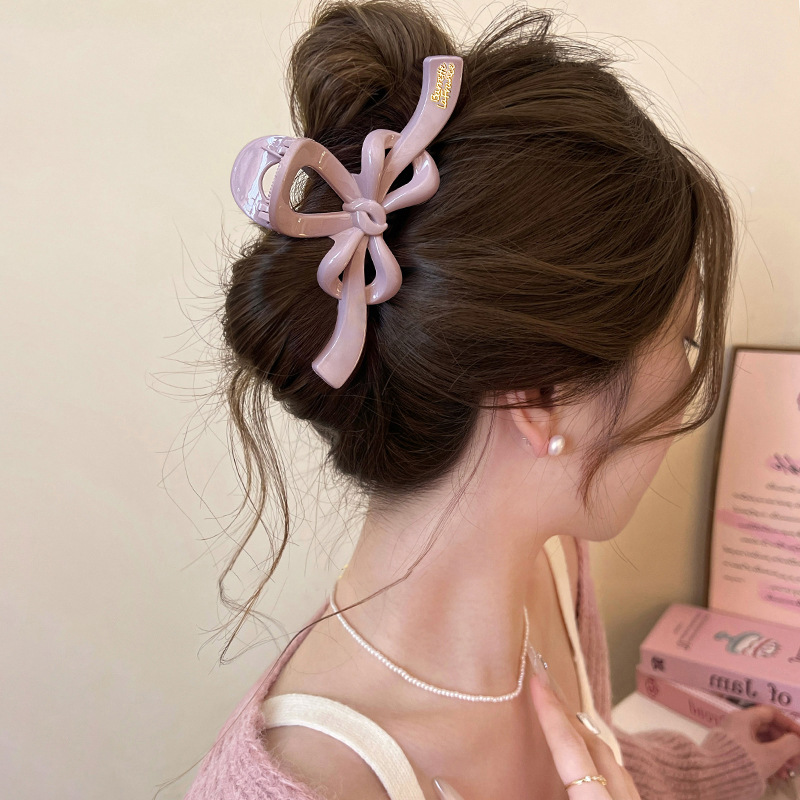 Bow, ribbon knot, grappling clip, women's ribbon, gold label, simple and elegant, large hair clip, abundant hair volume, shark clip headwear undefined