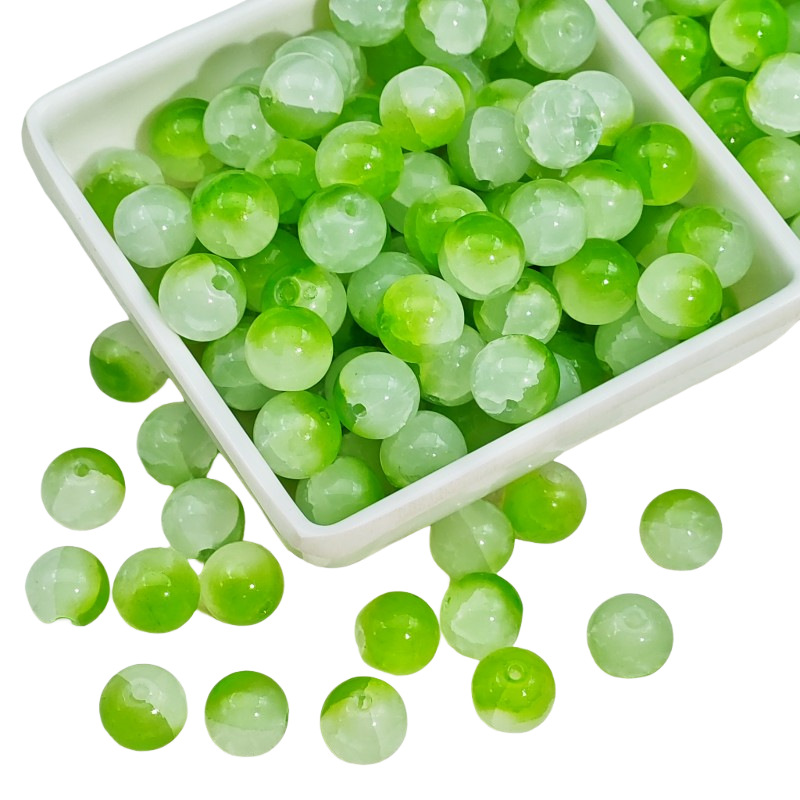 Green series glass, glass beads, loose beads, string beads, DIY materials, bracelets, necklaces, accessories Item Picture