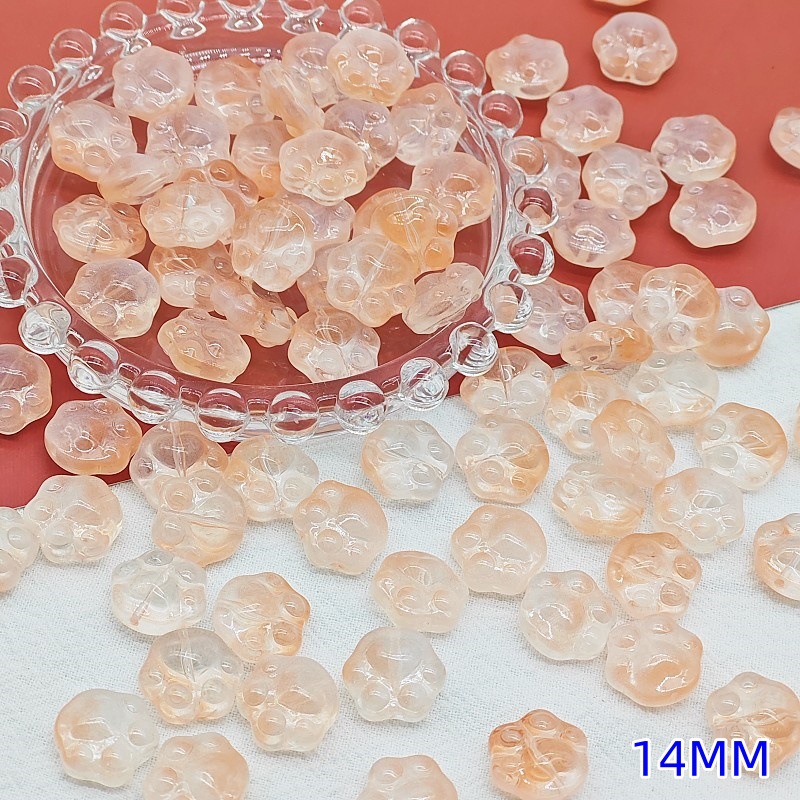 Wholesale of cute glass cat paw and bear paw gradient straight hole beaded material handcrafted DIY jewelry and hand necklace accessories undefined