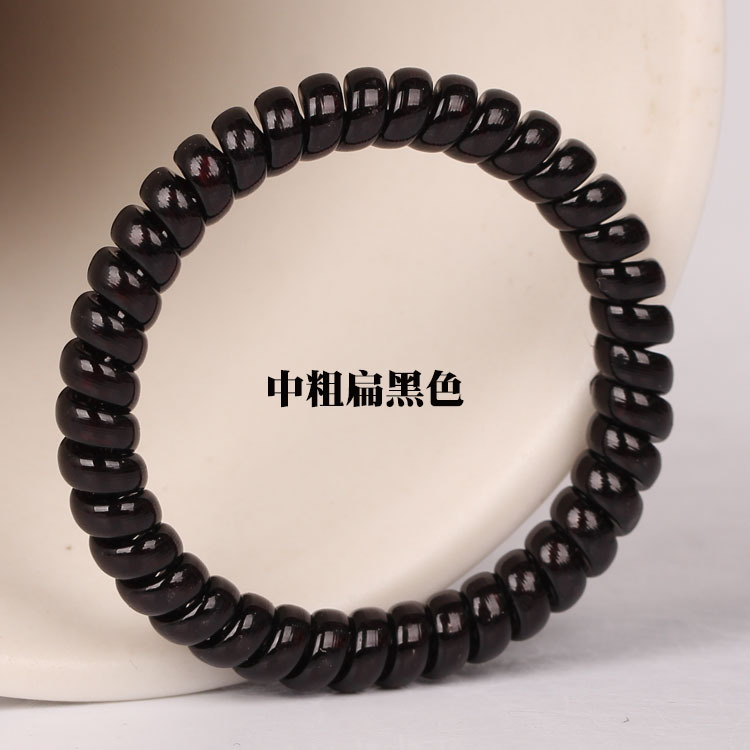 Black telephone line hair tie, large, medium and small sizes, Korean seamless, shiny, high-elastic hair tie, high ponytail hair band for women undefined