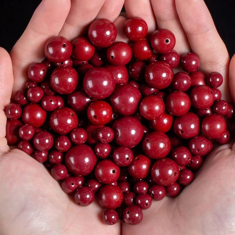 Natural imitation cinnabar beads, purple gold sand round beads, diy jewelry accessories, cultural play beads, string beads, bracelets, loose beads wholesale details Picture