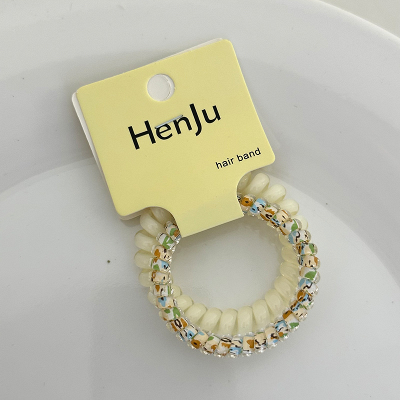 Korean girl ~ High-quality grape coconut polka dot telephone line, refreshing and versatile in summer, durable daily hair tie details Picture