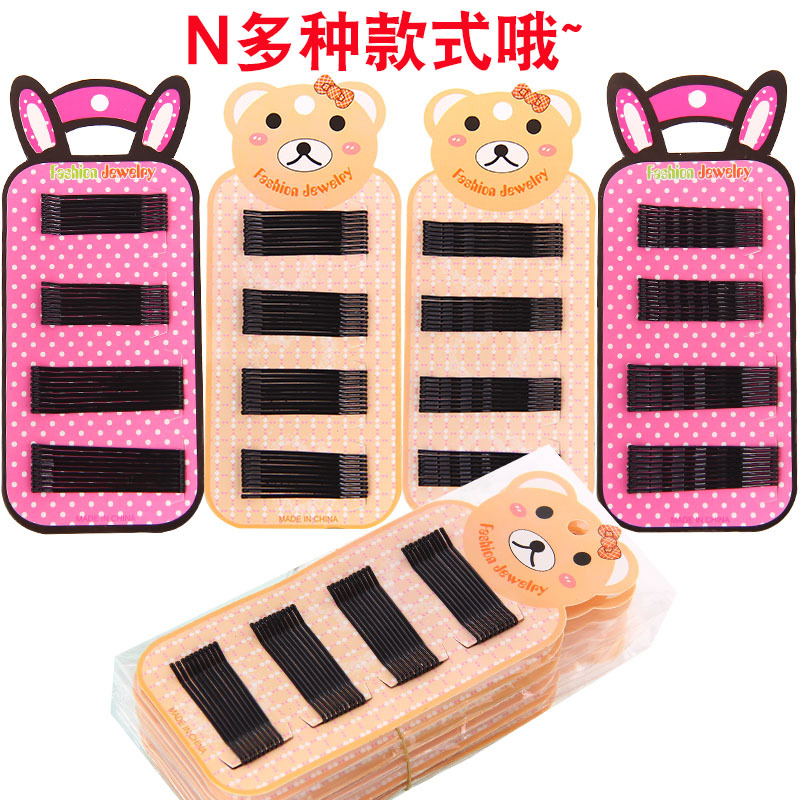 Korean version rabbit and bear Card 5cm6cm straight clip, black steel wire clip, 259 yuan, store-side clip, girls' fringe hair clip full image