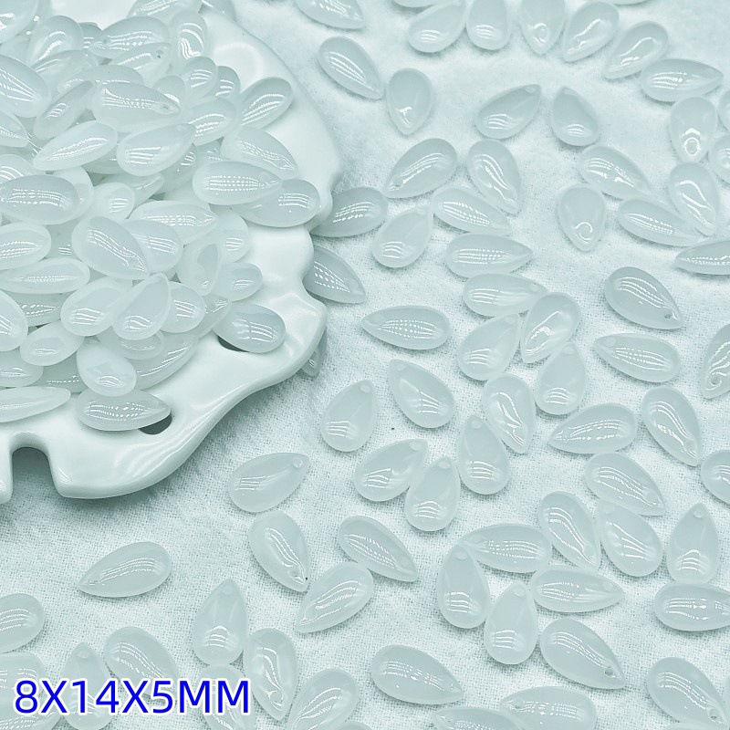 8x14mm glass accessory water drop pendant, flat water drop diy jewelry accessory pendant hole, ancient-style material scattered beads undefined