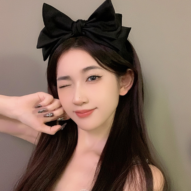 高级感黑色蝴蝶结发箍女2026年新款网红洗脸发带简约百搭外出头箍 details Picture