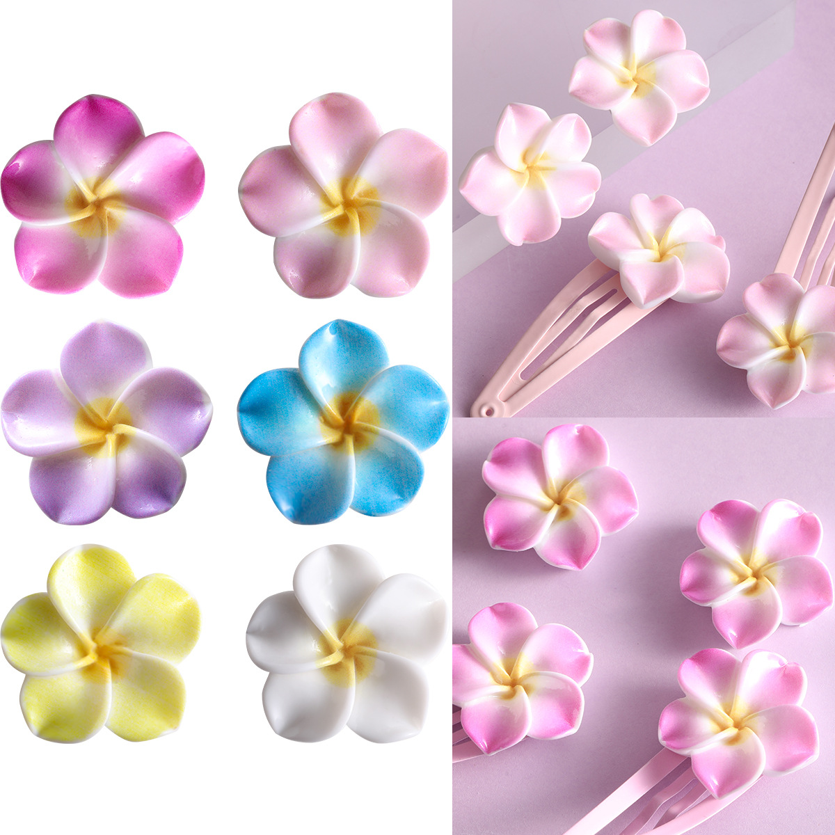 Egg flower glossy resin accessories, handcrafted creative cream glue, diy hair tie, bb clip, hair accessory, water label shell sticker full image