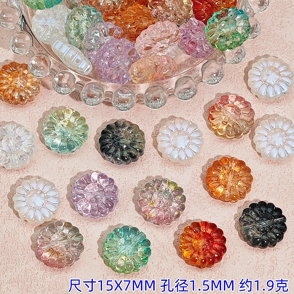 diy handcrafted glass sunflower straight-hole sunflower accessories, hairpins, bracelets, necklaces, beaded material jewelry undefined