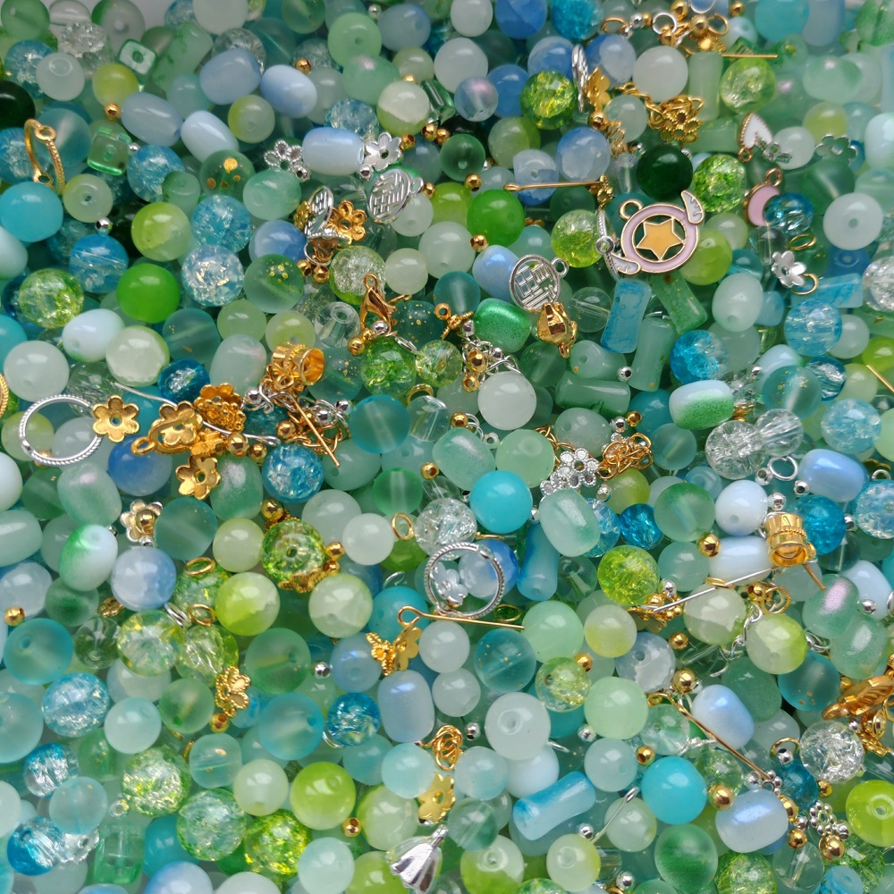 Weigh the scattered beads by jin (4-10MM), mixed color glazed beads, peach blossoms, starry sea, purple Qi Coming from the East, mixed beads undefined