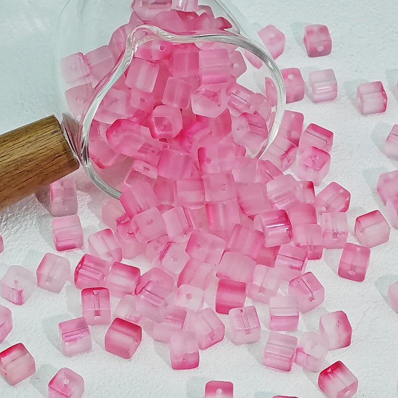 Factory wholesale of 7mm square crystal loose beads of frosted glass sugar for diy handcrafted beaded bracelet materials undefined