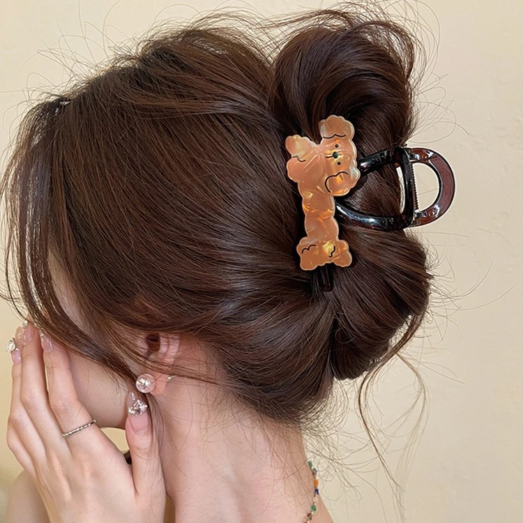 Cute puppy and cat grappling clips, medium-sized hair clips, cute female shark clips at the back of the head, 2025 new animal hair clips for summer details Picture