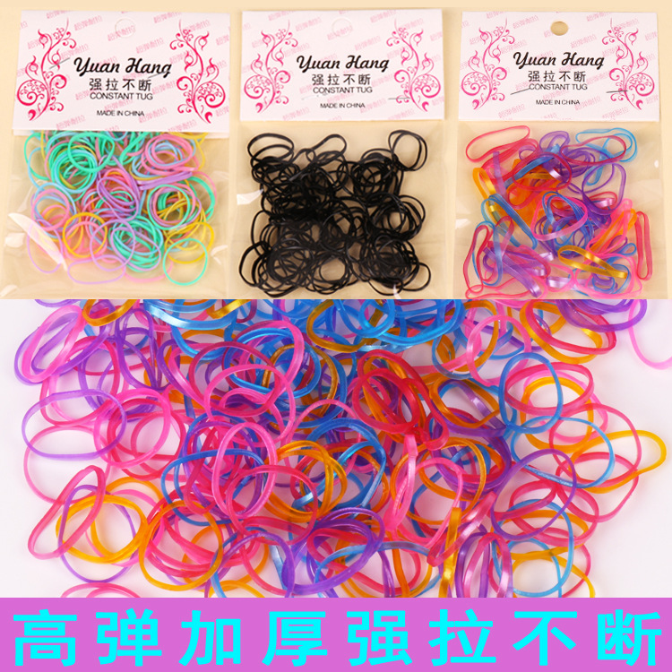 Korean thickened, high-elasticity, unbreakable disposable colored small rubber bands that won't damage hair, black children's hair bands, children's hair accessories
