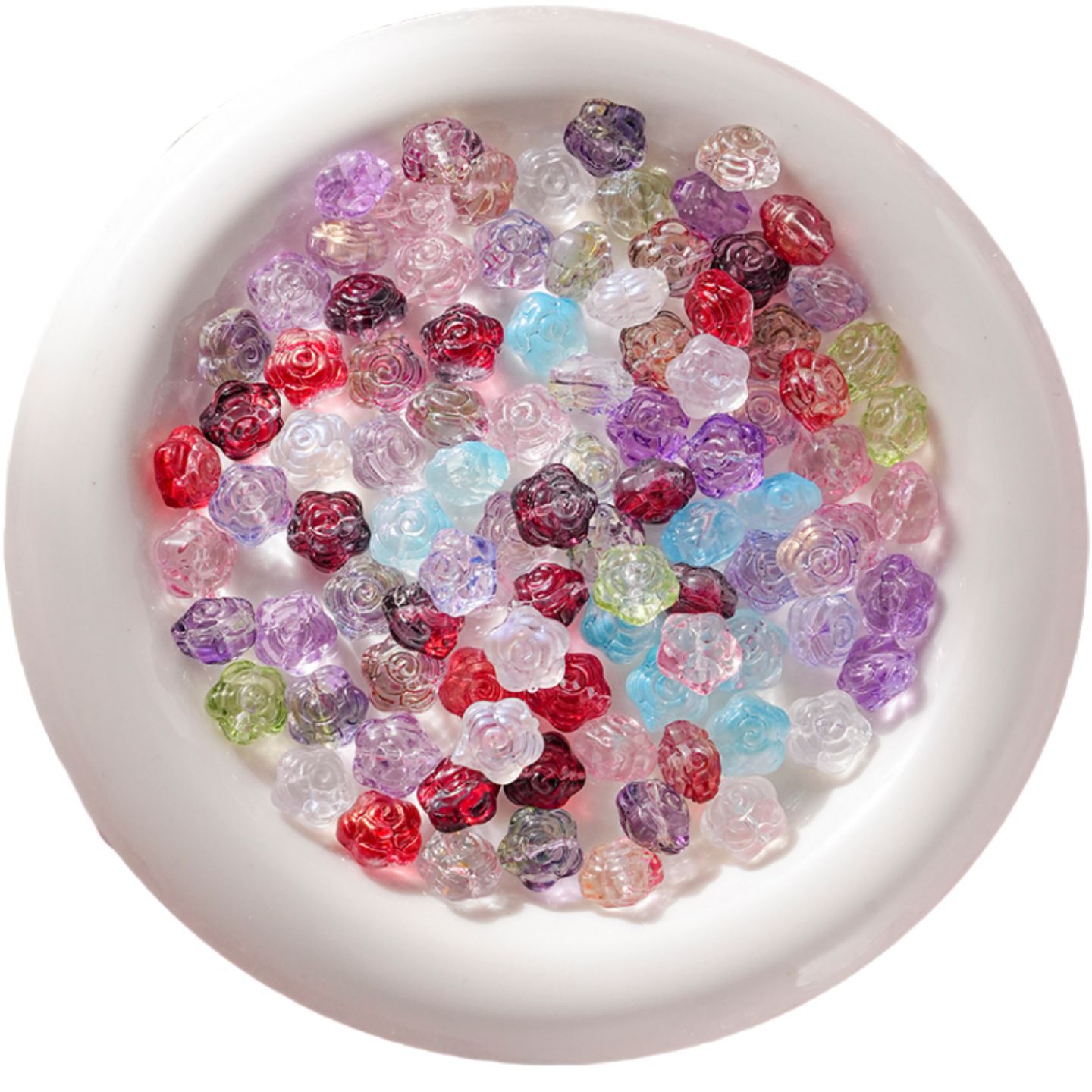 Wholesale of new glass rose, pointed flower, handcrafted beaded DIY bracelets, necklaces, hairpins, accessories and materials Item Picture