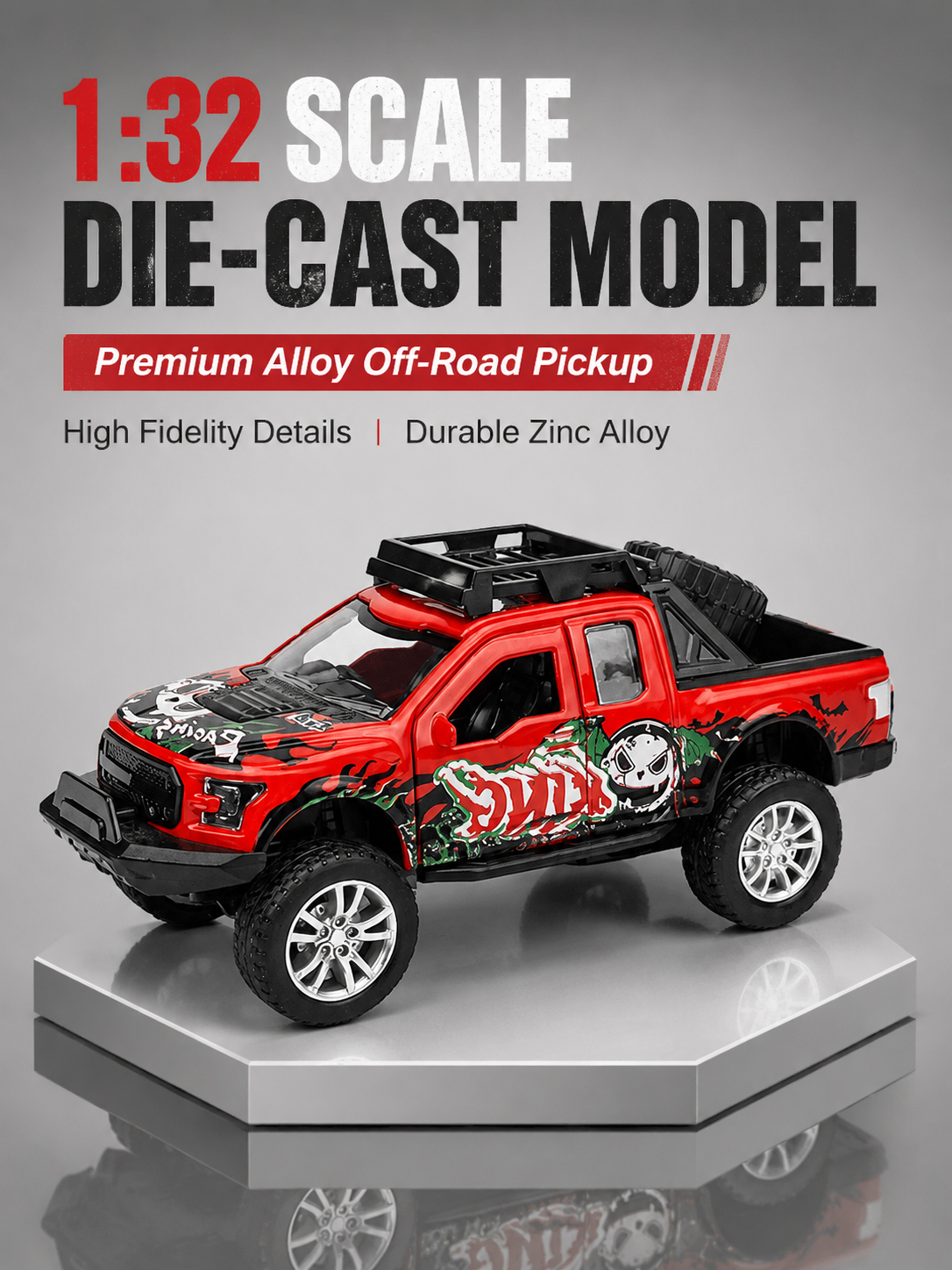1:32 alloy off-road pickup truck F150, Rebound, door opening, lighting, music, gift and collection pic 1