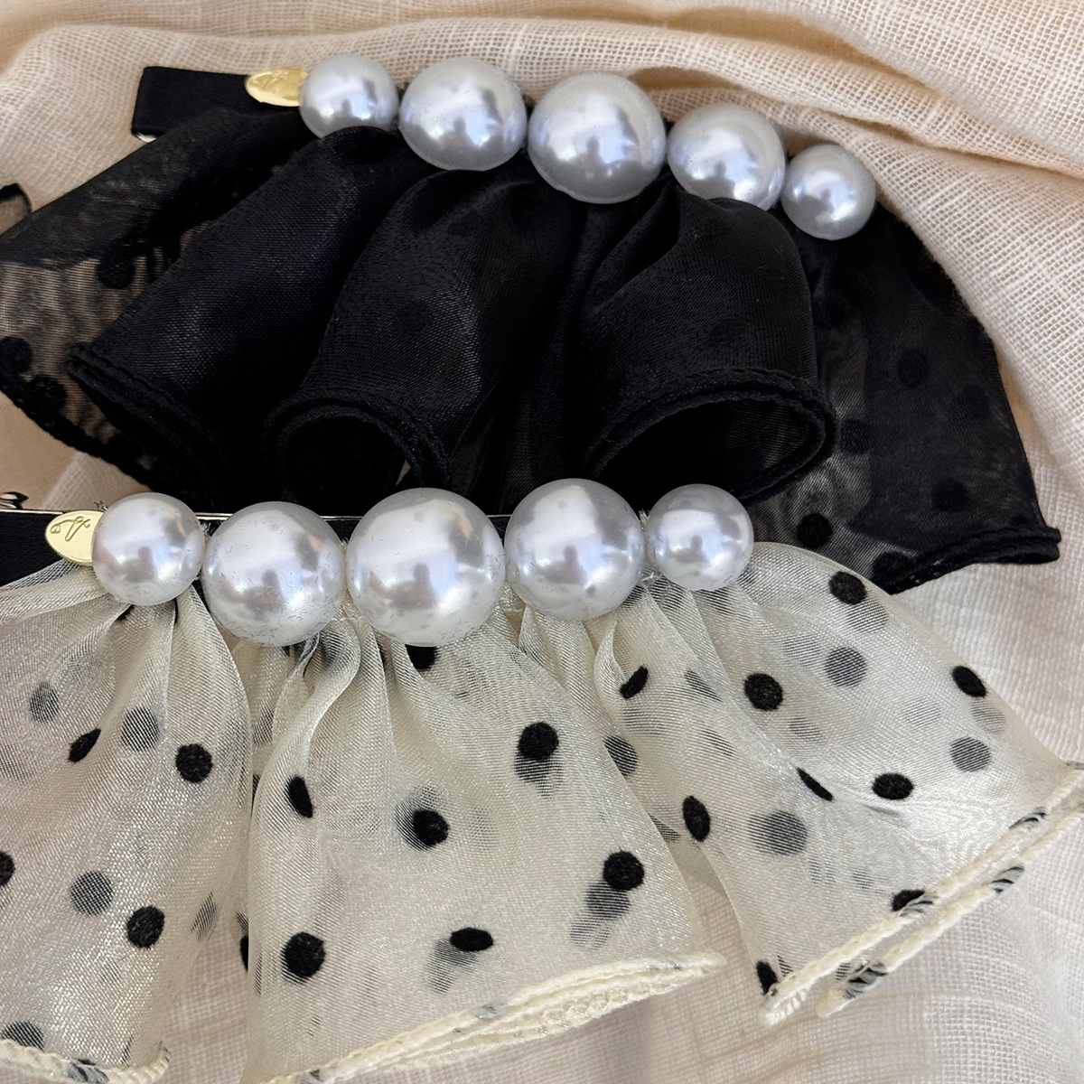 Elegant lace headpiece, stylish hair clip, high-end look at the back of the female head, semi-tied hair, spring clip, ponytail button, 2025 new style details Picture
