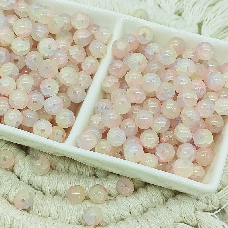 6mm jade broken glass beads, new ice-cracked beads, fresh and sweet diy accessories, fashionable scattered beads bracelet, small round beads undefined