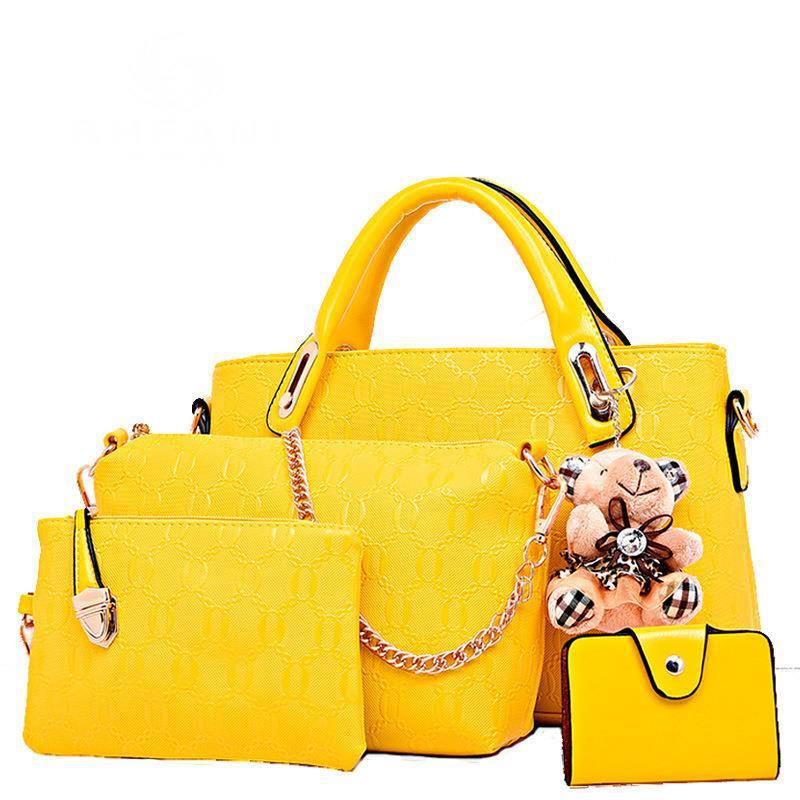 Women's bag 2023 European and American four-piece set mother-and-child bag Large capacity single-shoulder hand-carry crossbody bag manufacturer wholesale embossed design details Picture