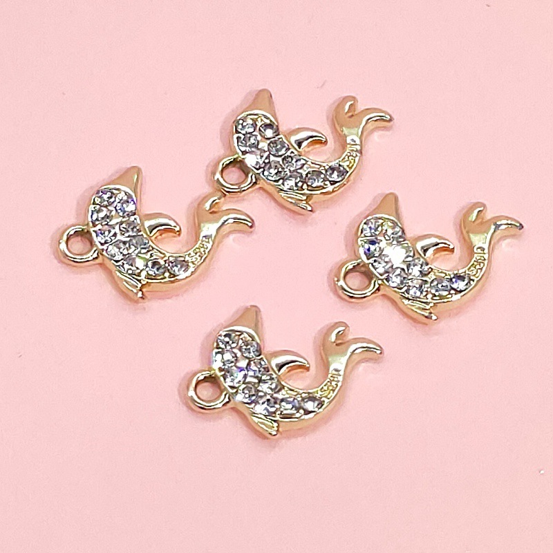 14k gold and diamond-encrussed pendant, DIY jewelry accessory, bracelet, necklace, beaded accessory, cartoon alloy dot diamond pendant undefined
