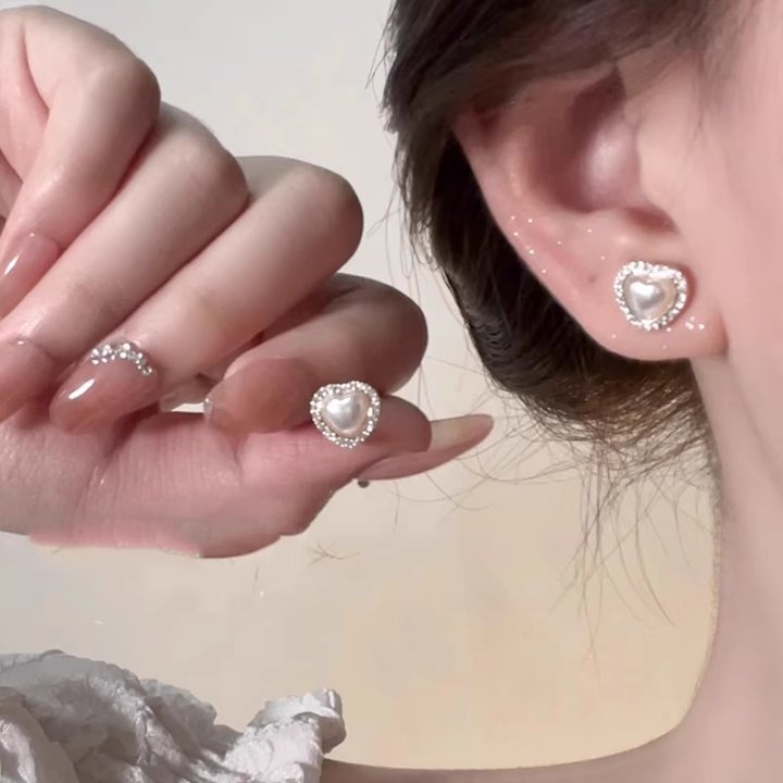 是春夏的颜色~爱心碎石流苏耳钉女小众设计感耳环ins气质甜美耳饰详情图11