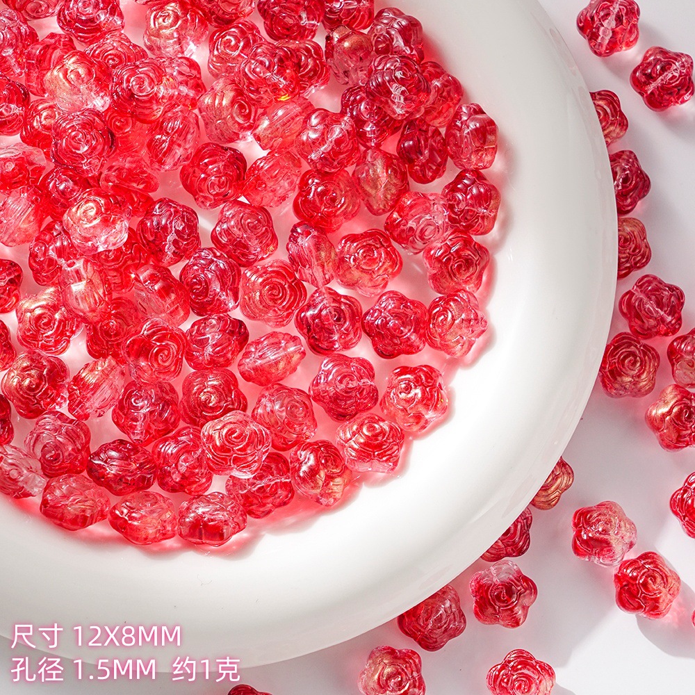 Wholesale of new glass rose, pointed flower, handcrafted beaded DIY bracelets, necklaces, hairpins, accessories and materials undefined