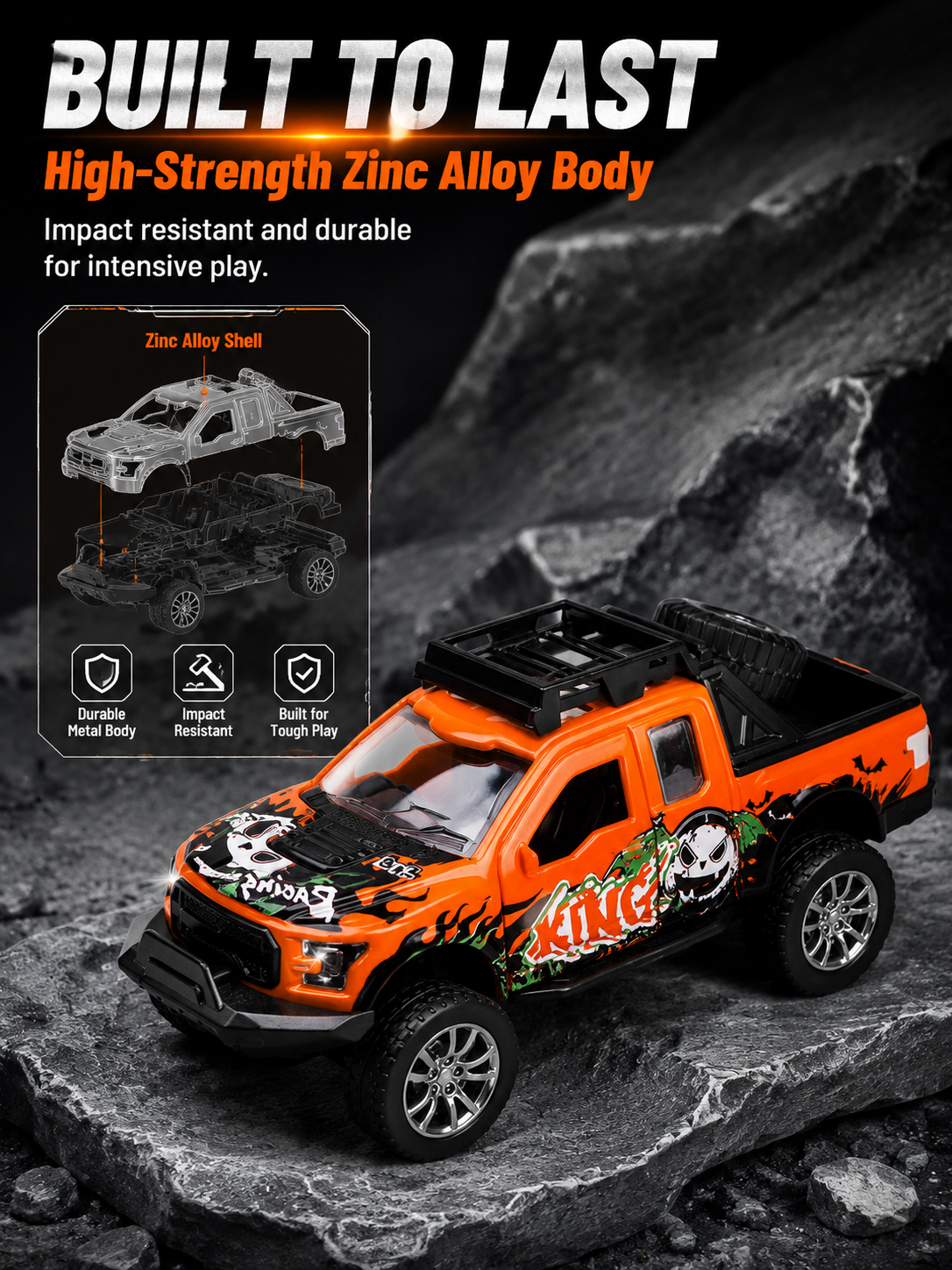 1:32 alloy off-road pickup truck F150, Rebound, door opening, lighting, music, gift and collection pic 3