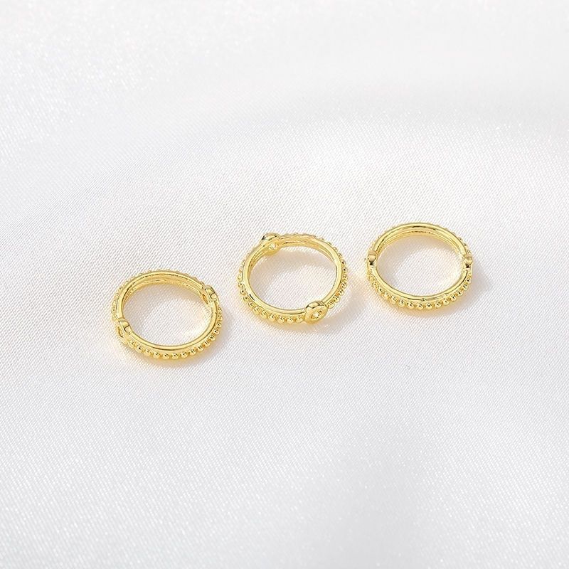 18K real gold color-retaining lace beaded ring, twisted double-hole bead ring, hand-strung beads, diy accessory pearl ring undefined