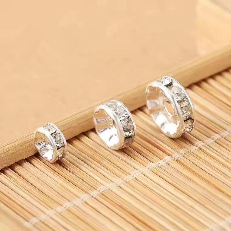 4mm/6mm/8mm diamond ring copper diamond-encrusted spacer beads and spacers with diamond spacers, diy handmade jewelry accessory bracelet materials undefined