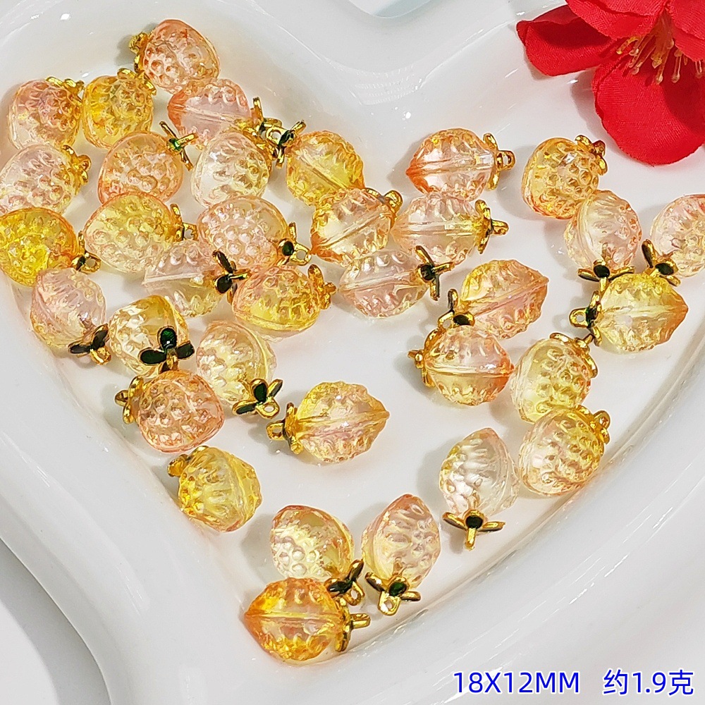 New crystal peach pendant, peach drip slip accessory, bracelet, bracelet, diy jewelry accessory, pendant material undefined