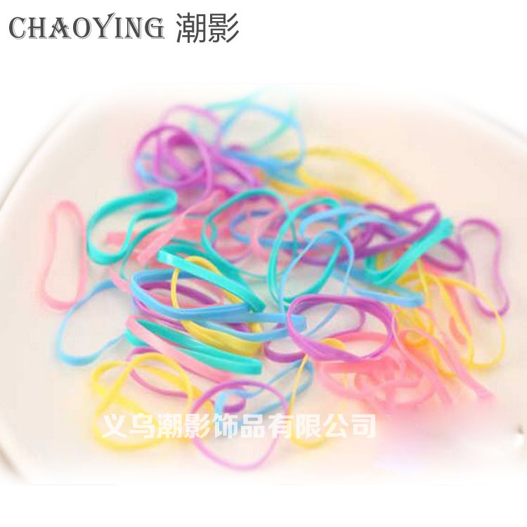 Korean mini strong-pull, candy-colored disposable children's hair ties for girls, 2-yuan store supply details Picture