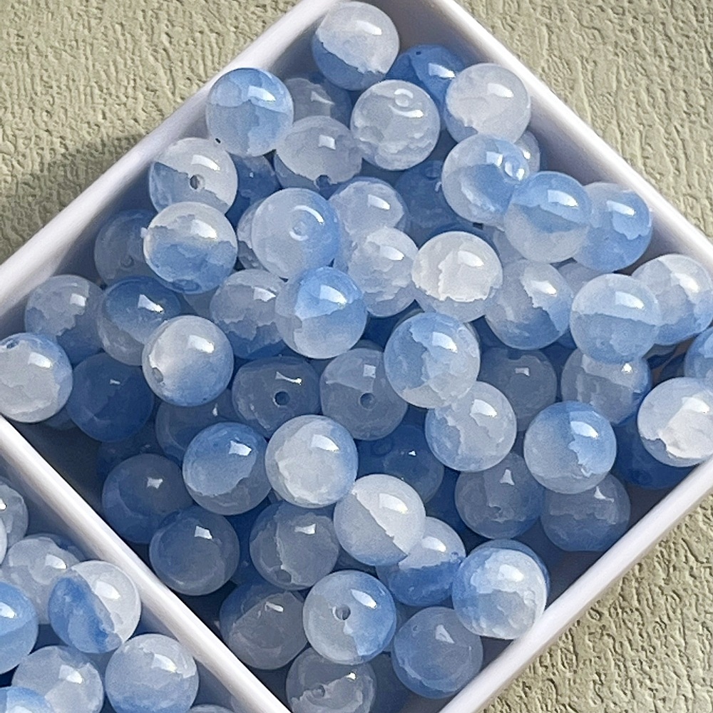 10mm transparent jade-broken glass beads, new summer 2024 ice-cracked string beads, DIY handcrafted bracelet, necklace, loose beads undefined
