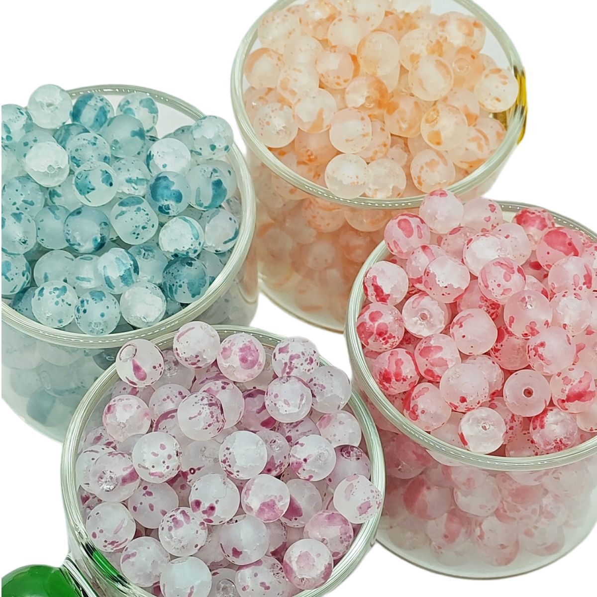 10mm frosted beads, floating flower jade, broken glass beads, round beads, scattered beads, diy handcrafted beaded bracelet, necklace material accessories Item Picture